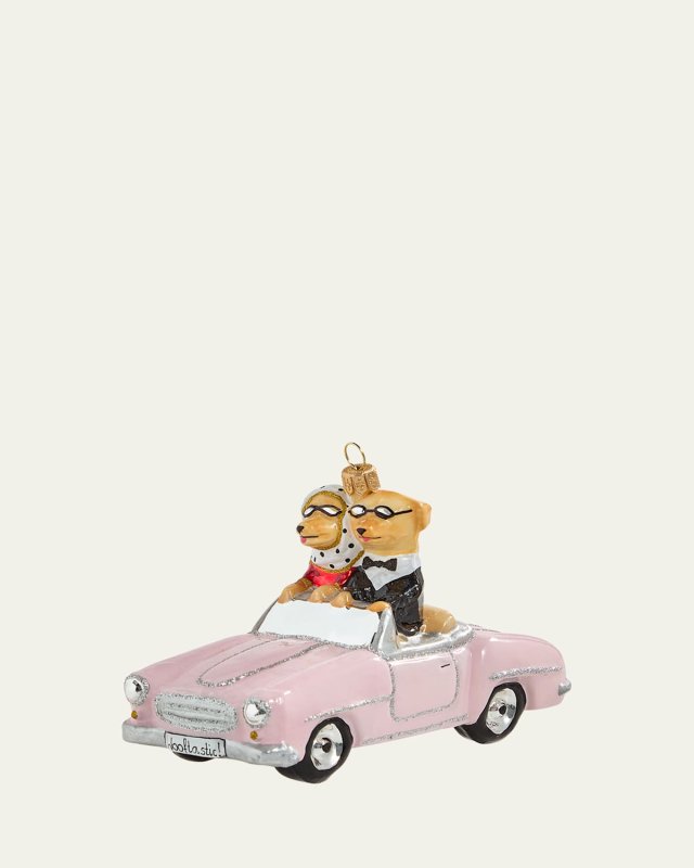 Convertible Car with Dog Couple Chrstmas Ornament